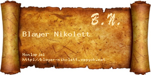 Blayer Nikolett névjegykártya